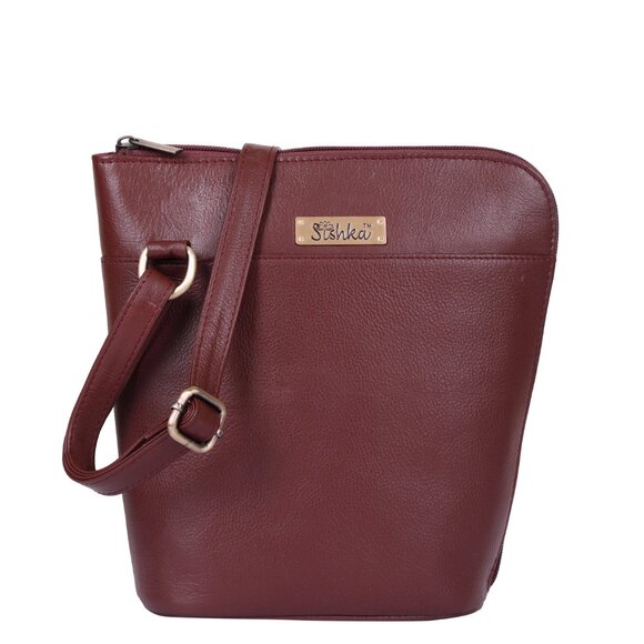 Cherry Red Leather Crossbody Sling Bag for Women – Over The Shoulder Belt Purse - Picture 1 of 10